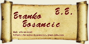 Branko Bosančić vizit kartica
